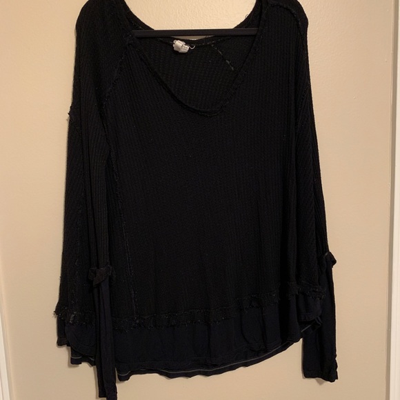 We the free black thermal long sleeve top - Picture 1 of 8